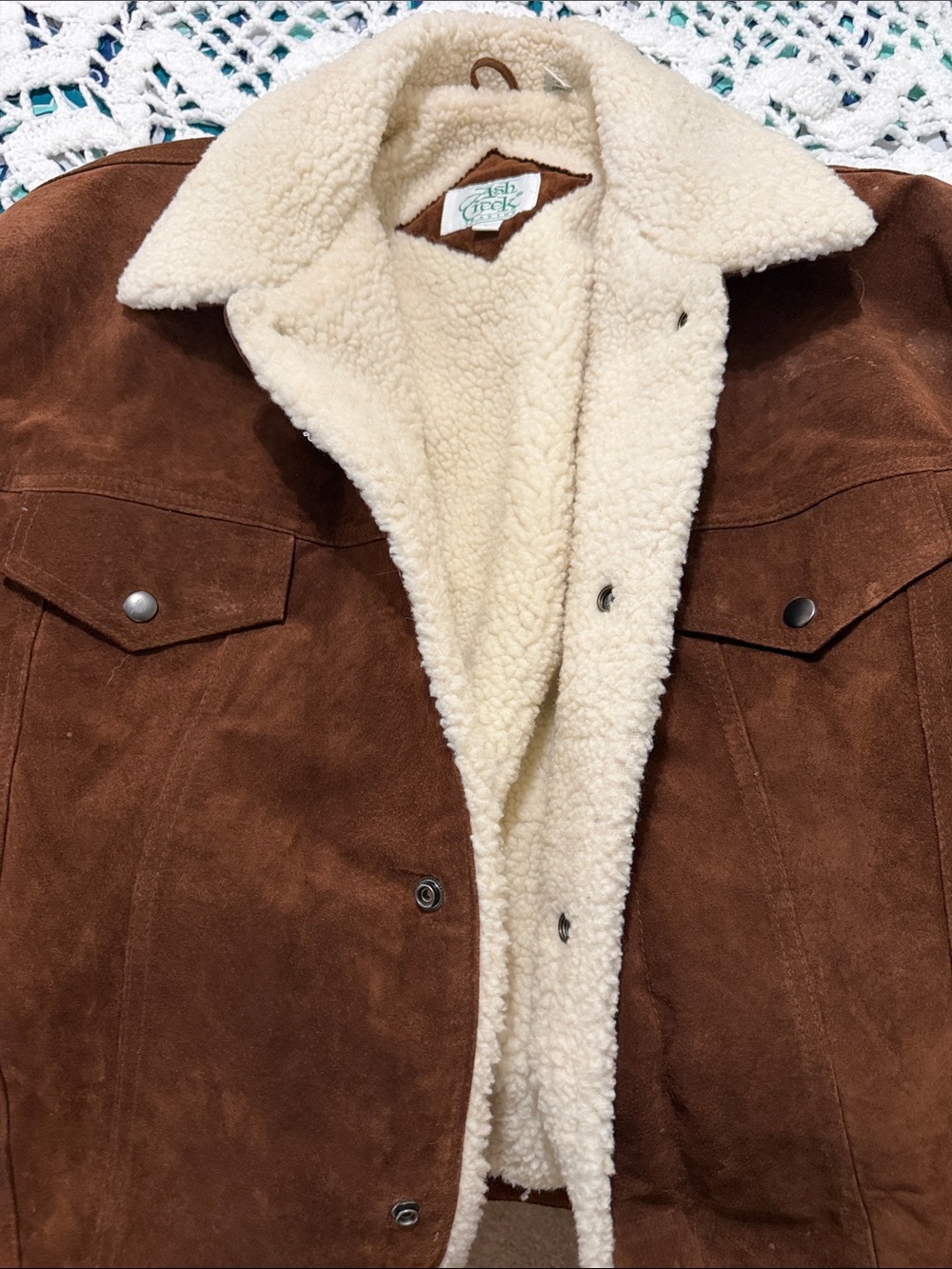 Ash Brown Suede-Look Jacket with Cream Sherpa Lining